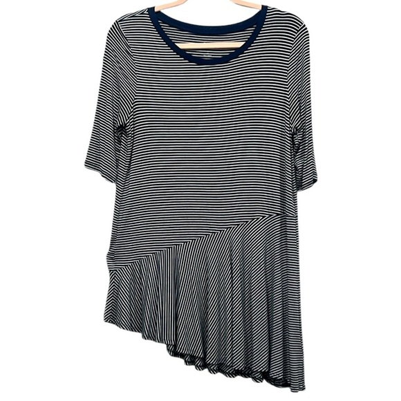 GAP Striped navy blue and White Asymmetrical Dress size S - Picture 1 of 5